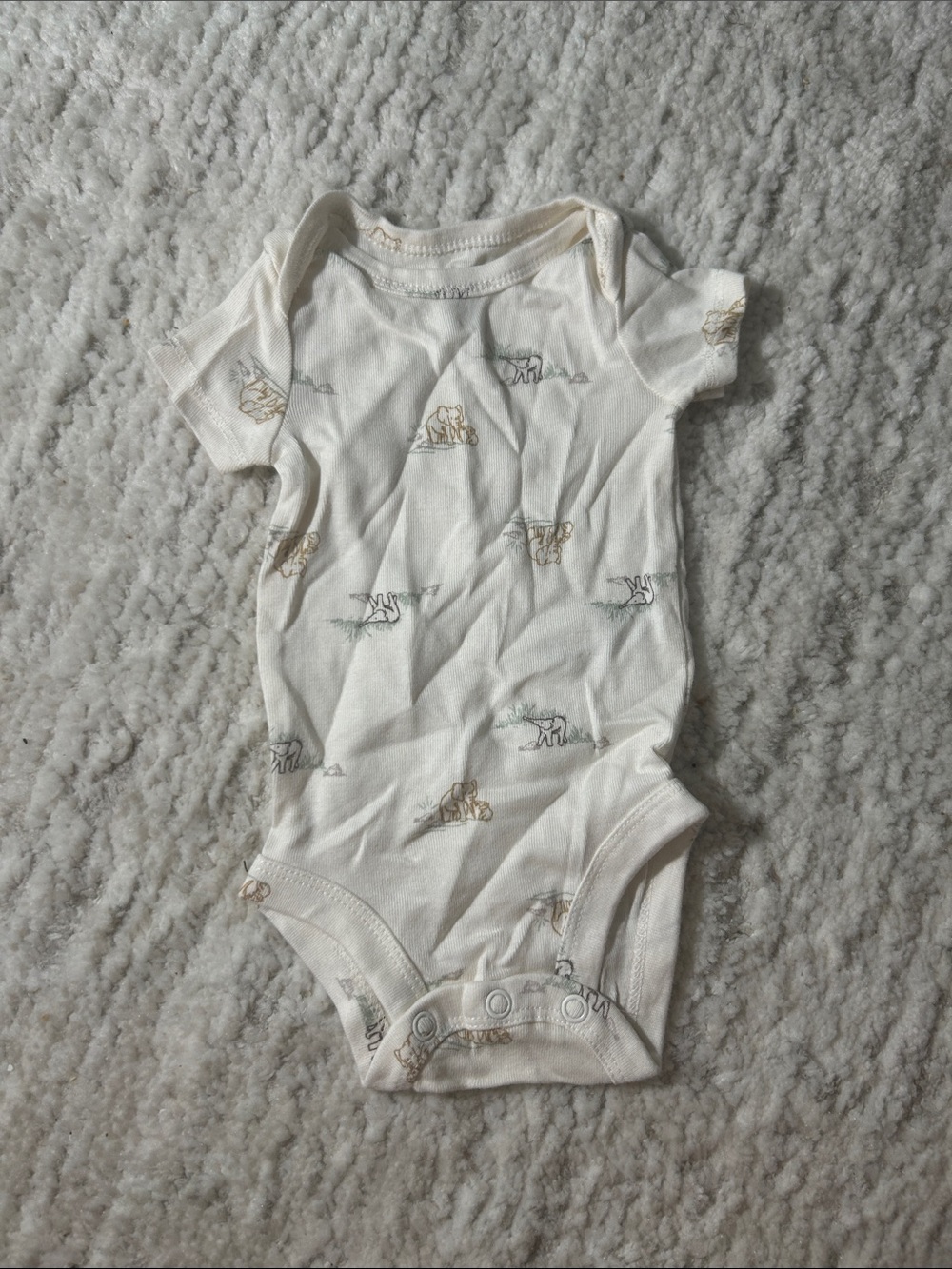Carter's Cream Short-Sleeve Animal Print One-Piece